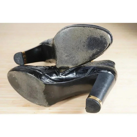 Women’s Tory Burch Leigh Croc Embossed Ankle Boots Size 7M Patent Leather *AS IS - Picture 9 of 11